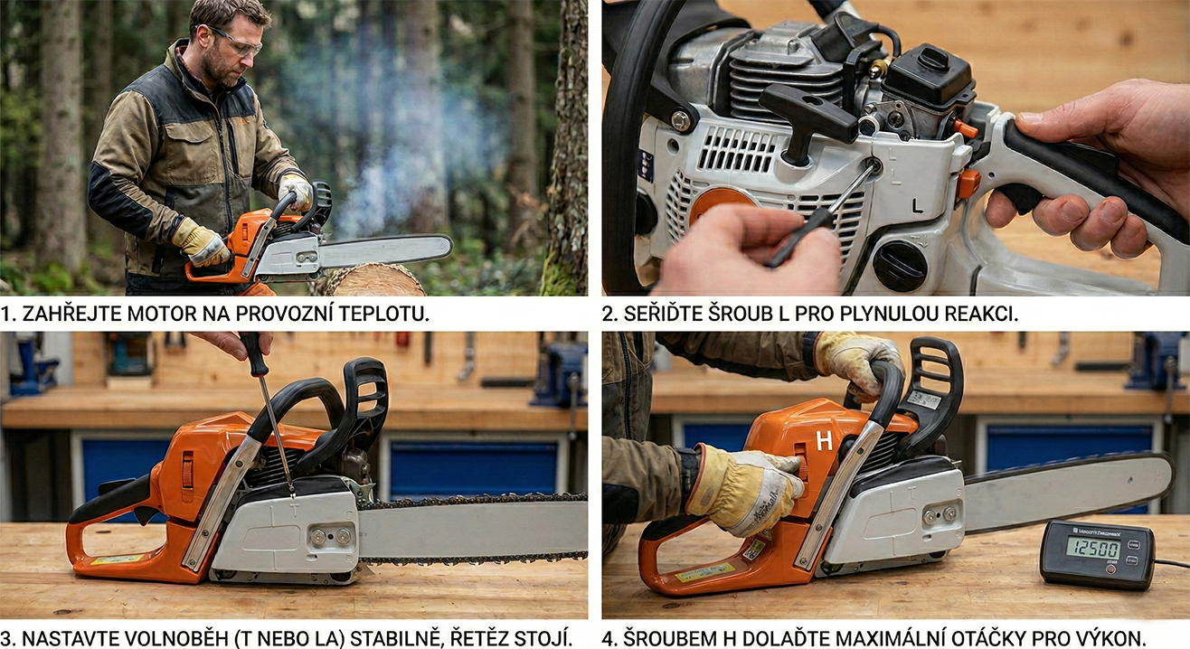 postup seřízení motorové pily