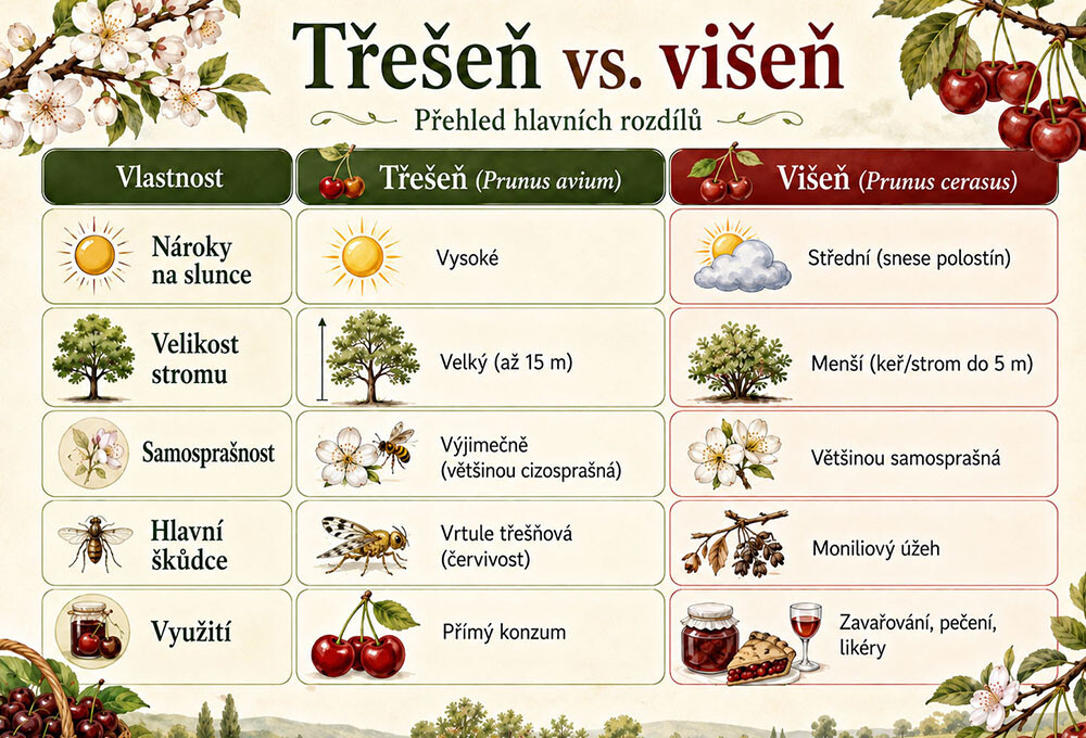 rozdíl třešeň a višeň